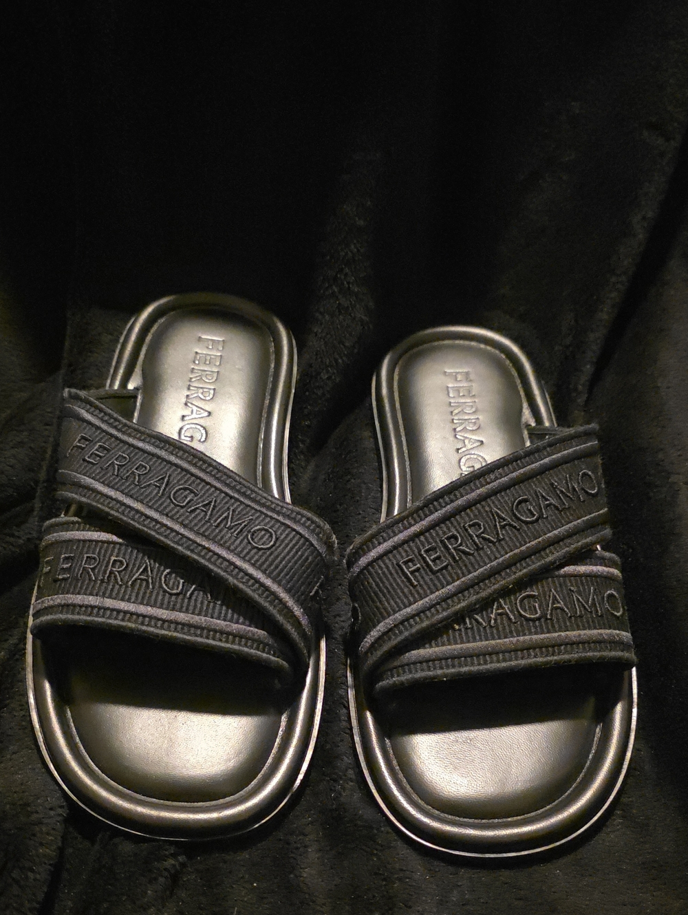 Salvatore Ferragamo Womens Black Slide Sandals